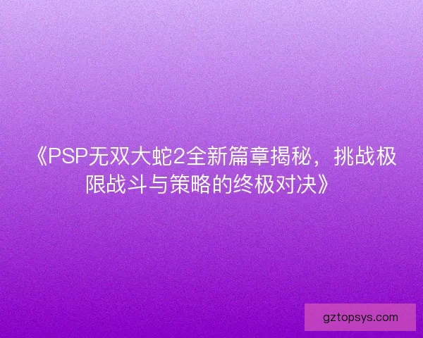 《PSP无双大蛇2全新篇章揭秘，挑战极限战斗与策略的终极对决》