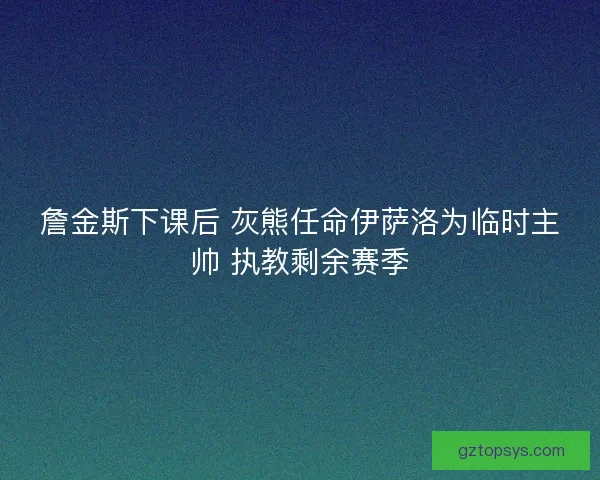 詹金斯下课后 灰熊任命伊萨洛为临时主帅 执教剩余赛季