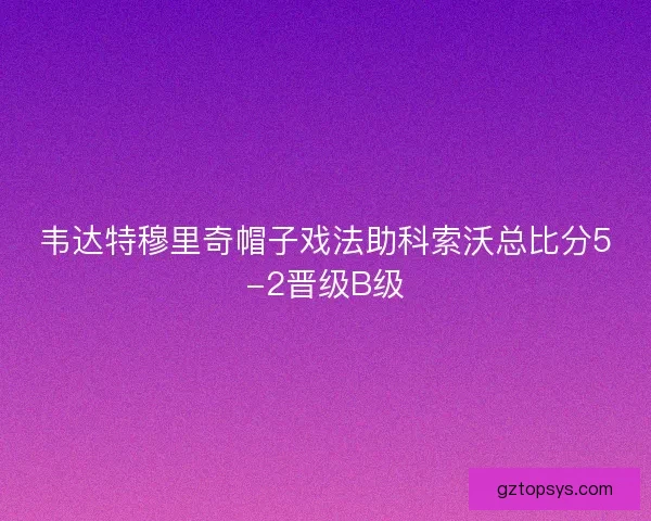 韦达特穆里奇帽子戏法助科索沃总比分5-2晋级B级