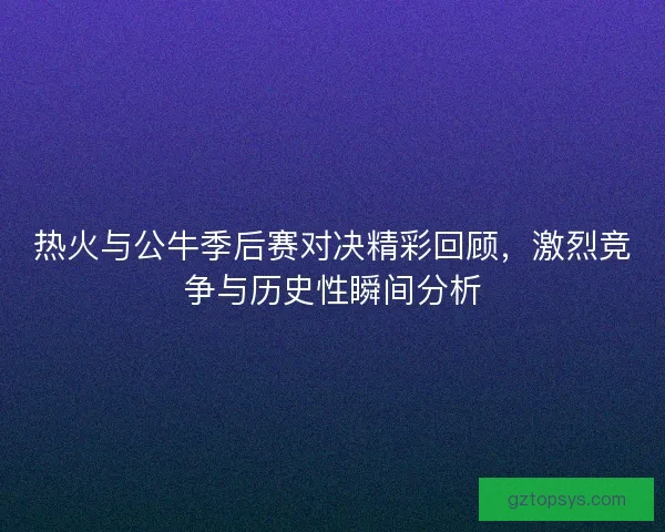 热火与公牛季后赛对决精彩回顾，激烈竞争与历史性瞬间分析